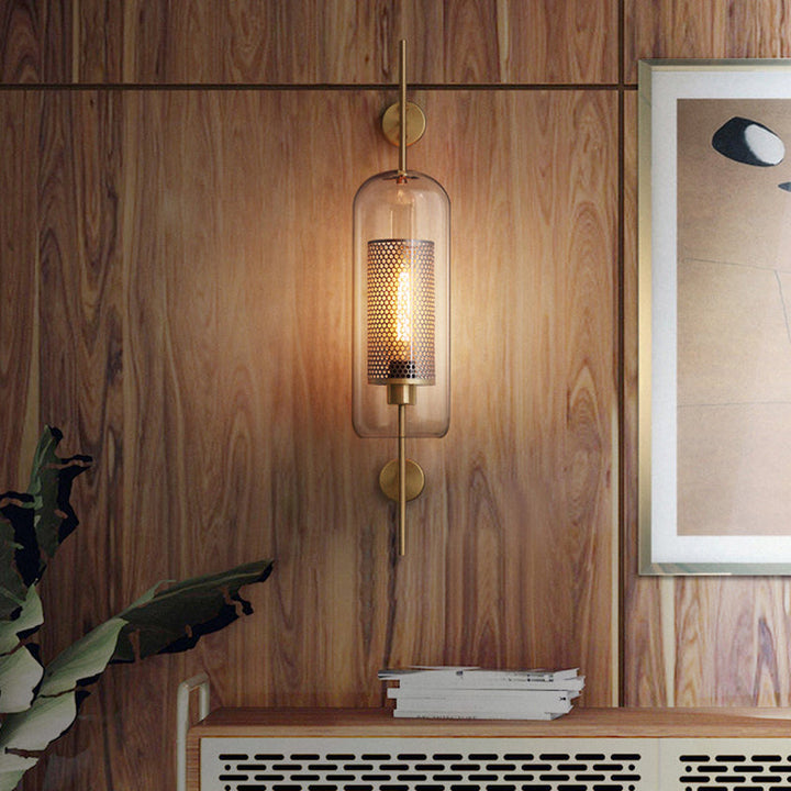 Skørter | Clear Glass Geometric Wall Light Simplicity Single-Bulb Hallway Wall Light Fixture