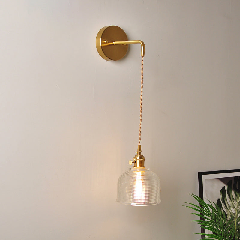 Lisslune | 1 Head Wall Mount Light Industrial Shade Clear Glass Wall Light Fixture for Nightstand