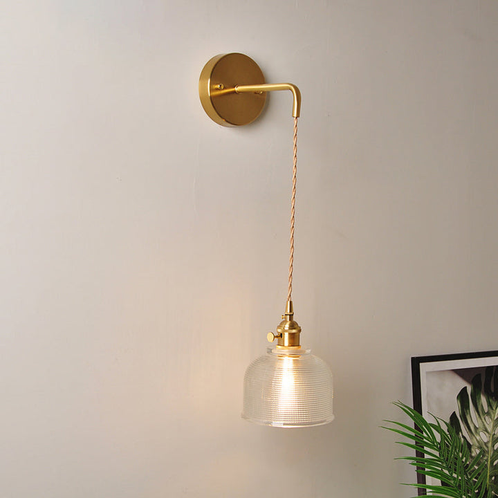 Lisslune | 1 Head Wall Mount Light Industrial Shade Clear Glass Wall Light Fixture for Nightstand