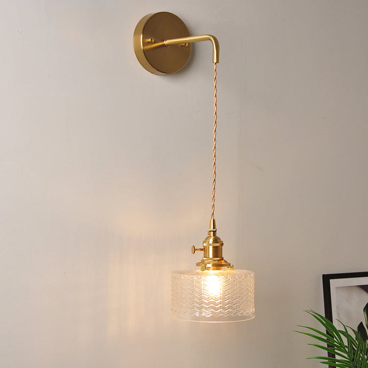 Lisslune | 1 Head Wall Mount Light Industrial Shade Clear Glass Wall Light Fixture for Nightstand