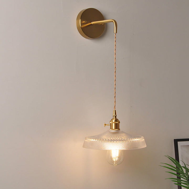 Lisslune | 1 Head Wall Mount Light Industrial Shade Clear Glass Wall Light Fixture for Nightstand