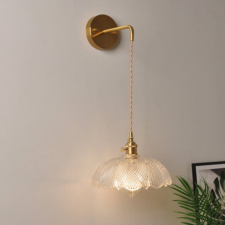 Lisslune | 1 Head Wall Mount Light Industrial Shade Clear Glass Wall Light Fixture for Nightstand