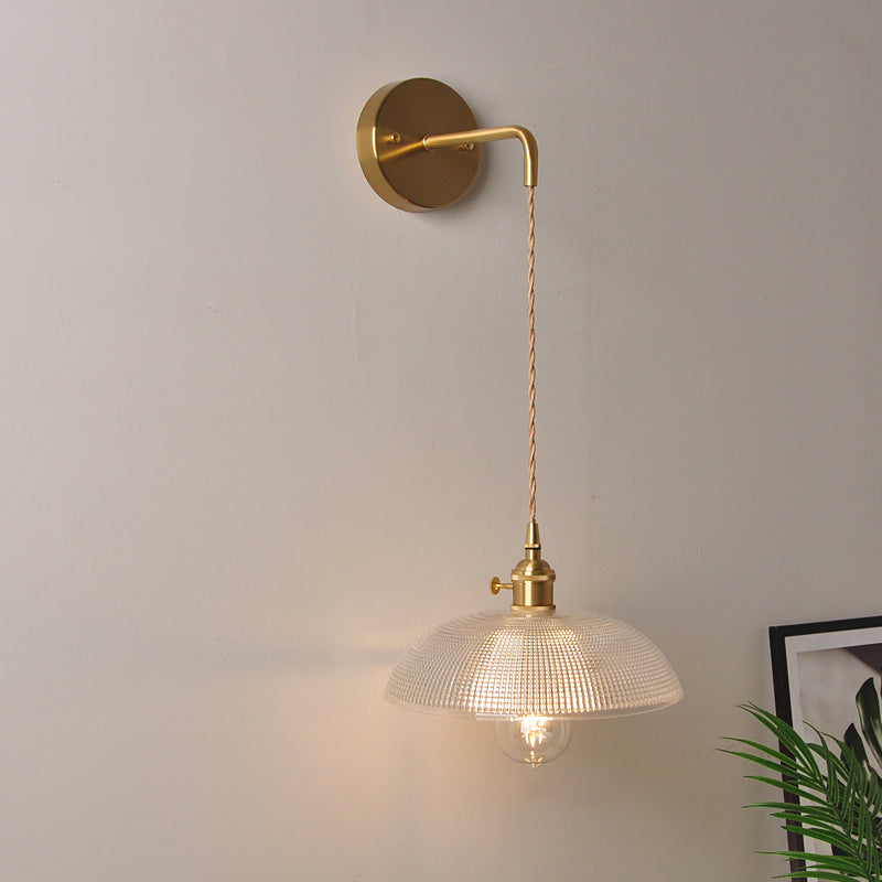Lisslune | 1 Head Wall Mount Light Industrial Shade Clear Glass Wall Light Fixture for Nightstand