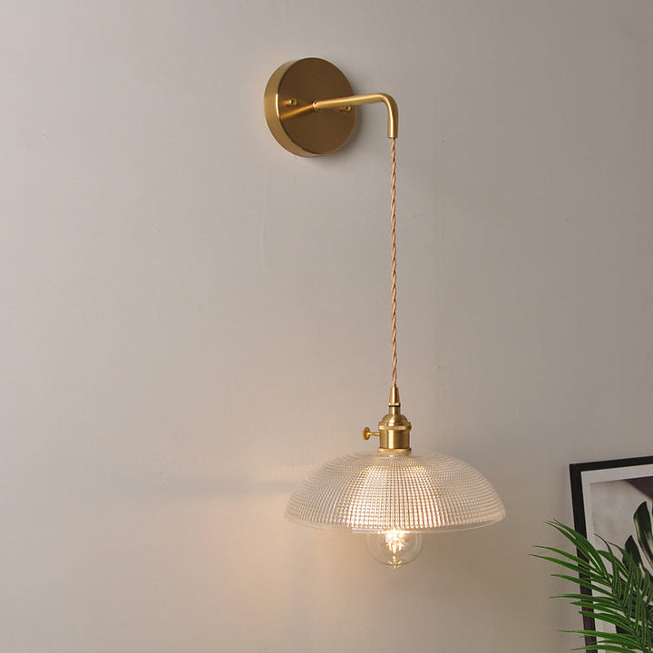 Lisslune | 1 Head Wall Mount Light Industrial Shade Clear Glass Wall Light Fixture for Nightstand