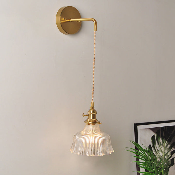 Lisslune | 1 Head Wall Mount Light Industrial Shade Clear Glass Wall Light Fixture for Nightstand