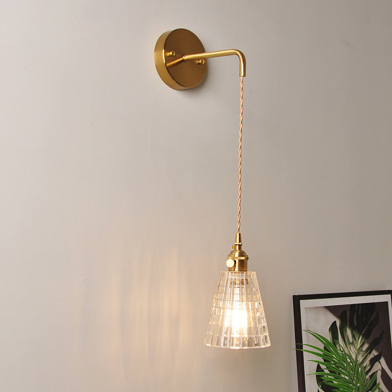 Lisslune | 1 Head Wall Mount Light Industrial Shade Clear Glass Wall Light Fixture for Nightstand