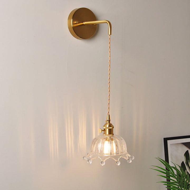 Lisslune | 1 Head Wall Mount Light Industrial Shade Clear Glass Wall Light Fixture for Nightstand
