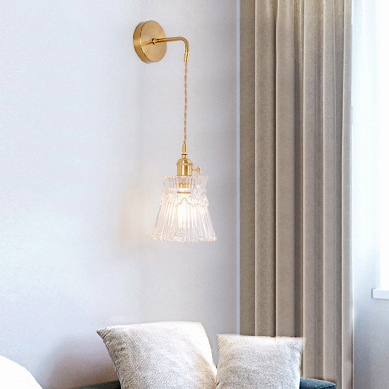 Lisslune | Minimalist Shade Wall Lamp Single Bulb Clear Glass Wall Lighting Fixture for Living Room