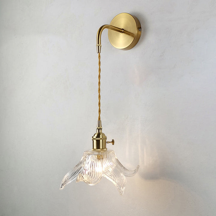 Lisslune | Minimalist Shade Wall Lamp Single Bulb Clear Glass Wall Lighting Fixture for Living Room