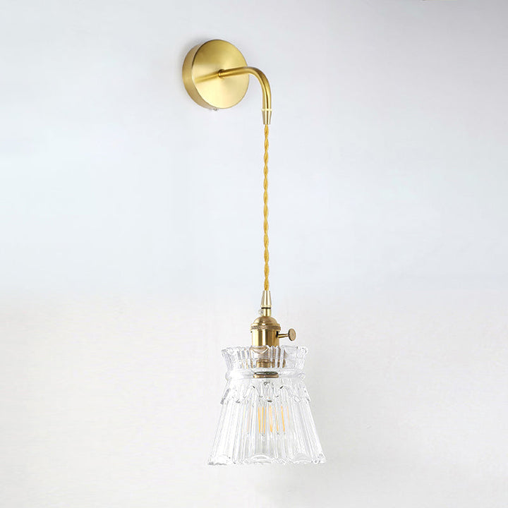 Lisslune | Minimalist Shade Wall Lamp Single Bulb Clear Glass Wall Lighting Fixture for Living Room