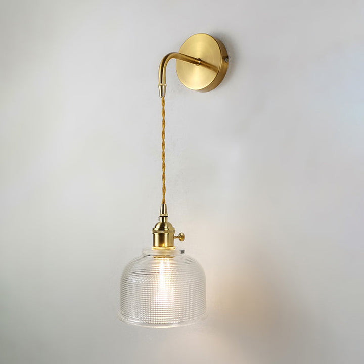 Lisslune | Minimalist Shade Wall Lamp Single Bulb Clear Glass Wall Lighting Fixture for Living Room