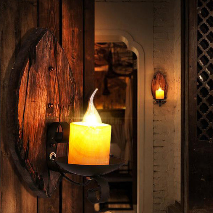 Lisslune | Layered Glass Wall Lamp Coast Single Lamp Restaurant Wall Lighting in Wood