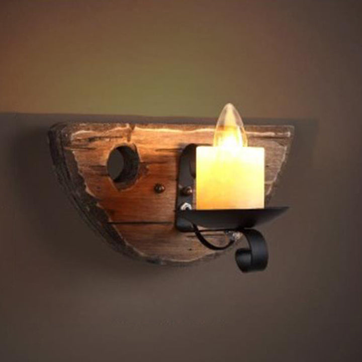 Lisslune | Layered Glass Wall Lamp Coast Single Lamp Restaurant Wall Lighting in Wood
