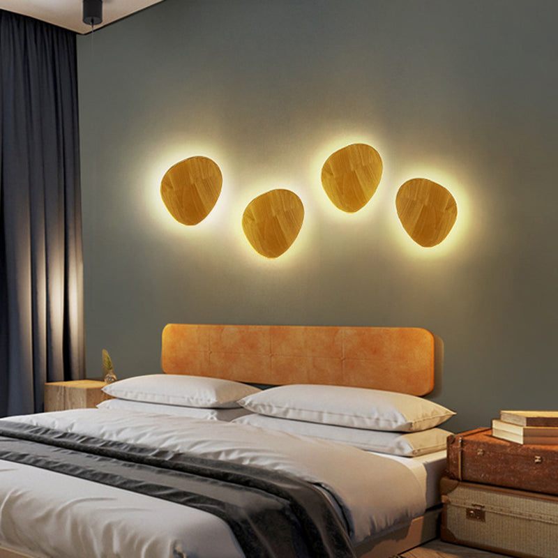Lisslune | Contemporary geometric LED wall lighting wood living room wall lamp in beige