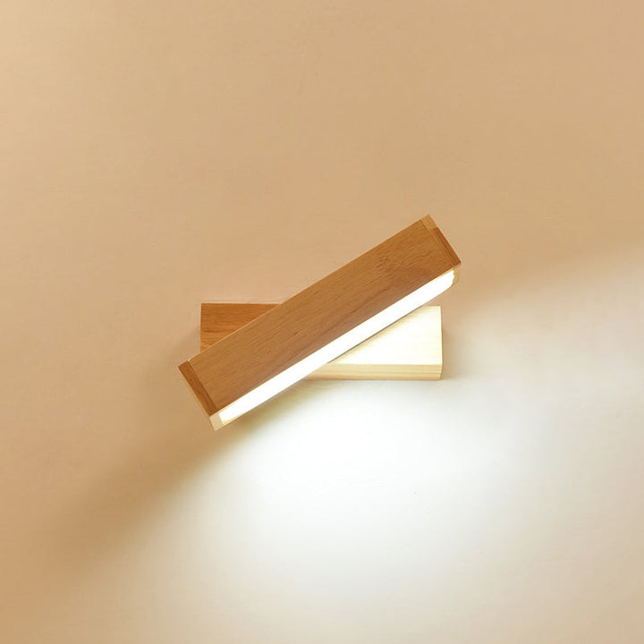 Lisslune | Wood Rectangle Wall Lighting Contemporary Single Bulb Wall Light with Acrylic Shade for Hallway