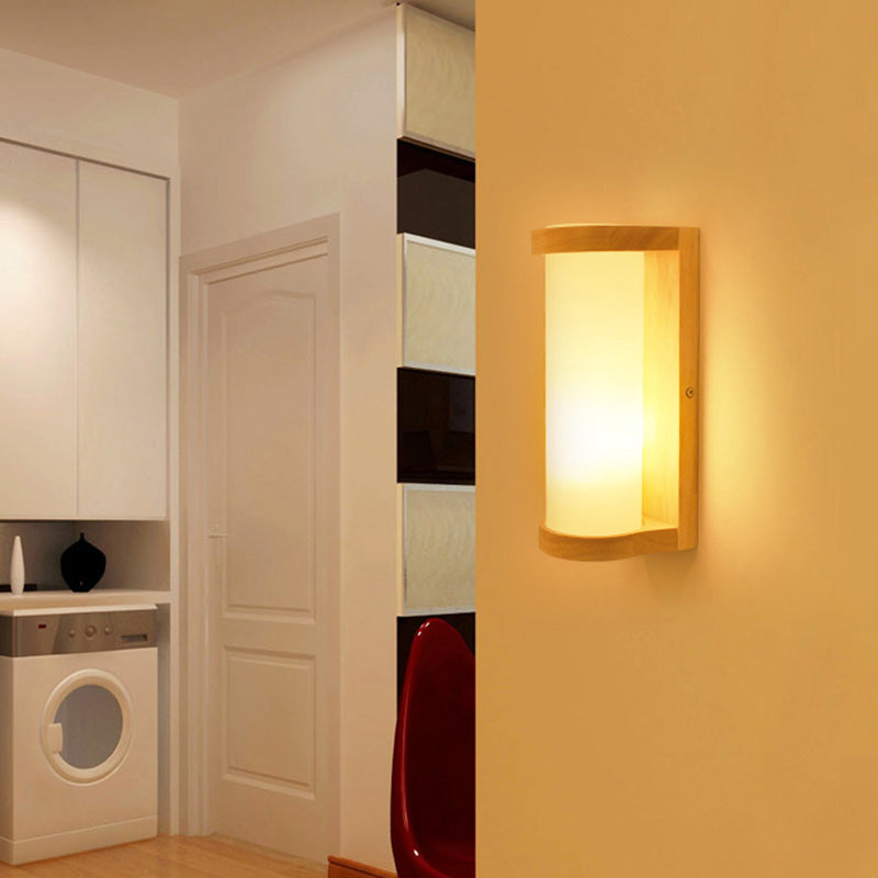 Lisslune | Japanese Cylinder Wall Light Lamp White Glass Single Nightstand Wall Lighting Fixture