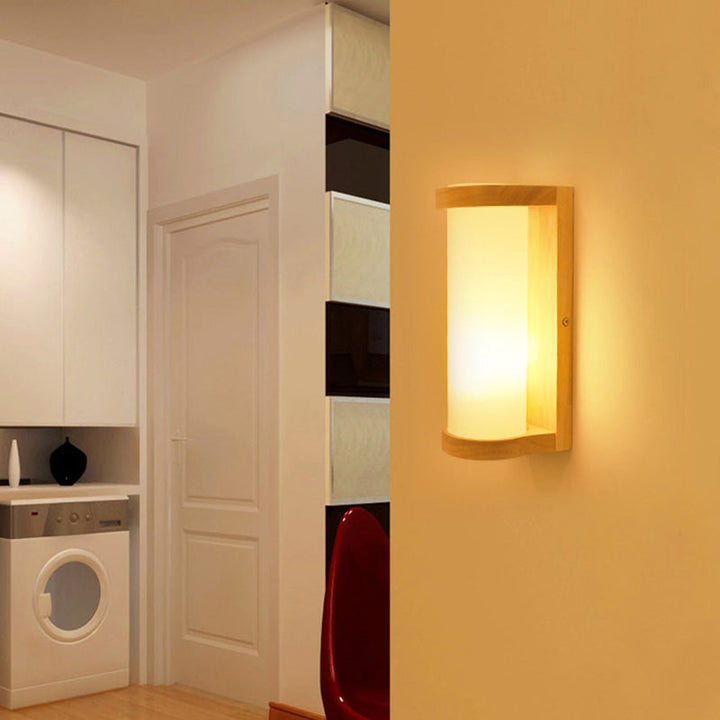 Lisslune | Japanese Cylinder Wall Light Lamp White Glass Single Nightstand Wall Lighting Fixture