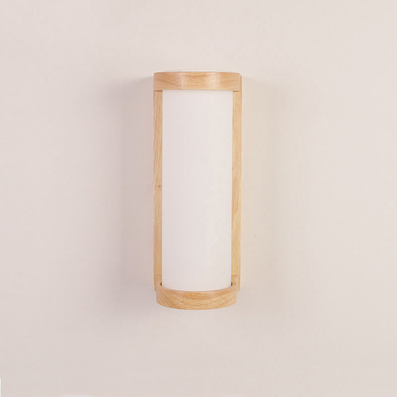 Lisslune | Japanese Cylinder Wall Light Lamp White Glass Single Nightstand Wall Lighting Fixture