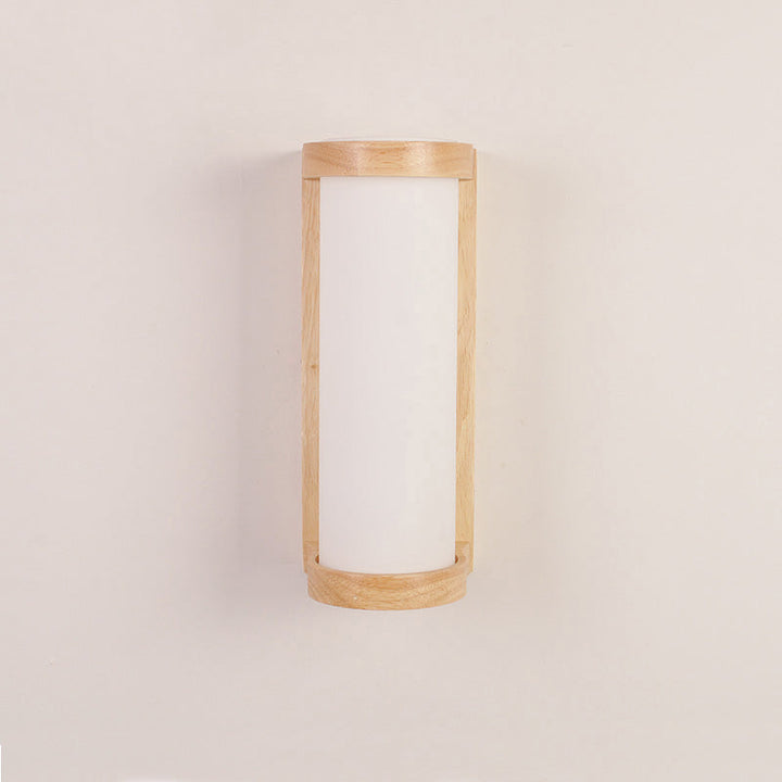 Lisslune | Japanese Cylinder Wall Light Lamp White Glass Single Nightstand Wall Lighting Fixture