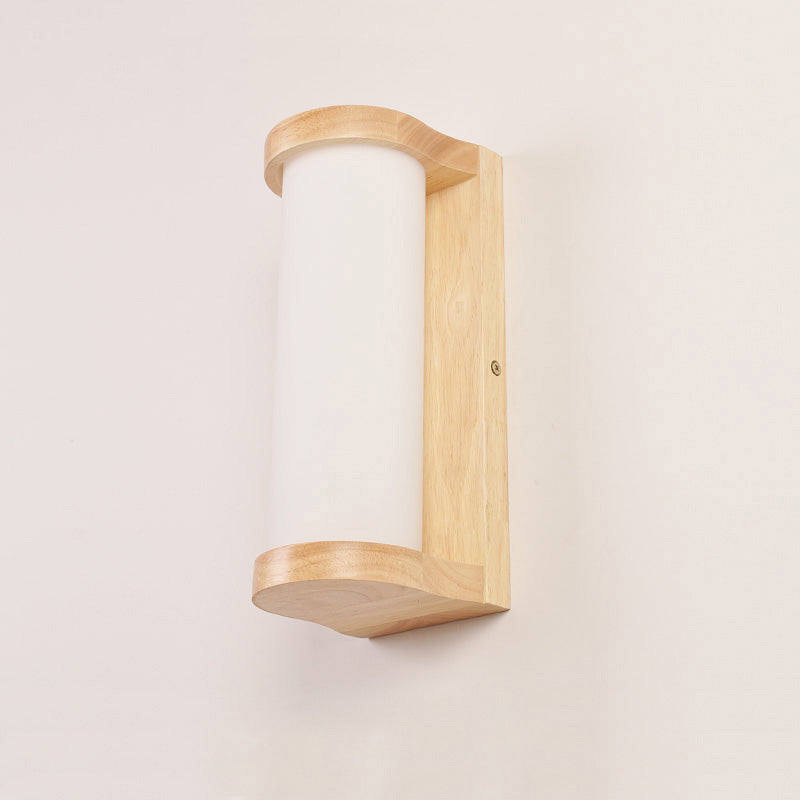 Lisslune | Japanese Cylinder Wall Light Lamp White Glass Single Nightstand Wall Lighting Fixture
