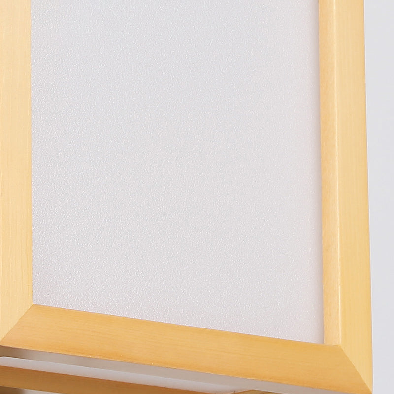 Lisslune | Rectangular Wall Lantern Minimalistic White Glass 2 Heads Hall Wall Mount Light with Wooden Frame