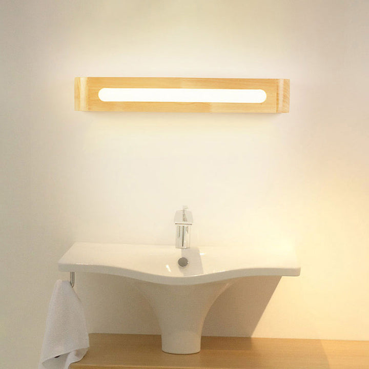 Lisslune | Rectangles Wall Sconce Lamp Nordic Style Wood Nightstand LED Wall Lighting with Frosted Acrylic Shade