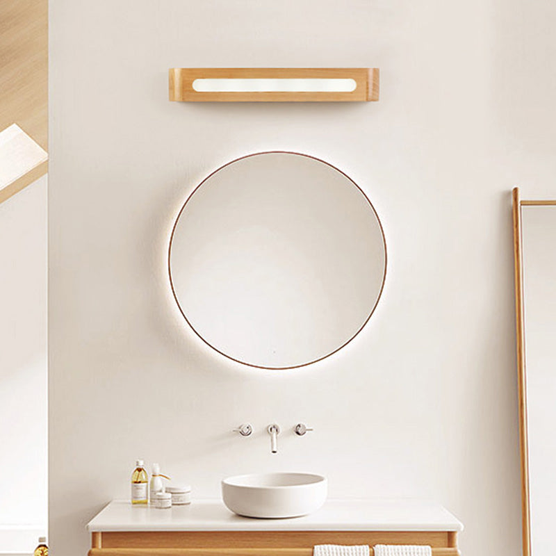 Lisslune | Rectangles Wall Sconce Lamp Nordic Style Wood Nightstand LED Wall Lighting with Frosted Acrylic Shade