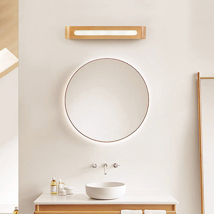 Lisslune | Rectangles Wall Sconce Lamp Nordic Style Wood Nightstand LED Wall Lighting with Frosted Acrylic Shade