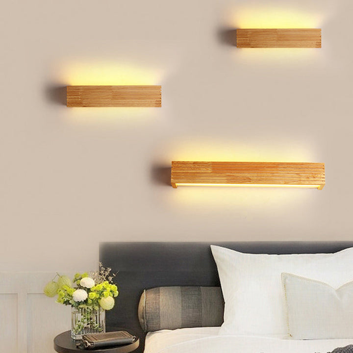 Lisslune | Wood rectangular wall lamp Minimalist LED makeup lamp with acrylic shade for the bathroom