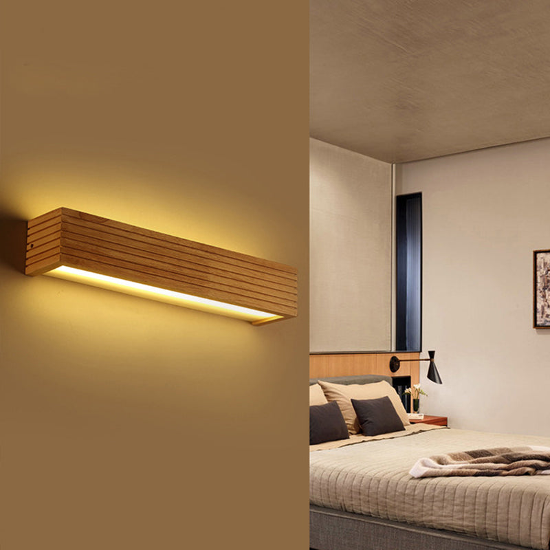 Lisslune | Wood rectangular wall lamp Minimalist LED makeup lamp with acrylic shade for the bathroom