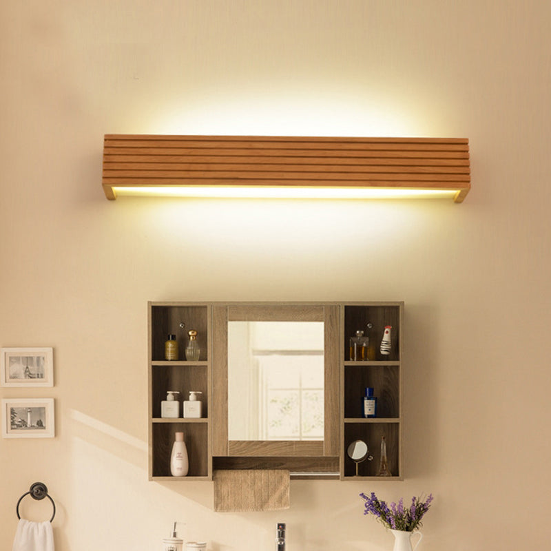 Lisslune | Wood rectangular wall lamp Minimalist LED makeup lamp with acrylic shade for the bathroom