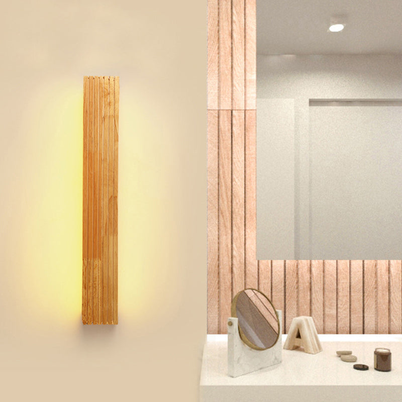 Lisslune | Wood rectangular wall lamp Minimalist LED makeup lamp with acrylic shade for the bathroom