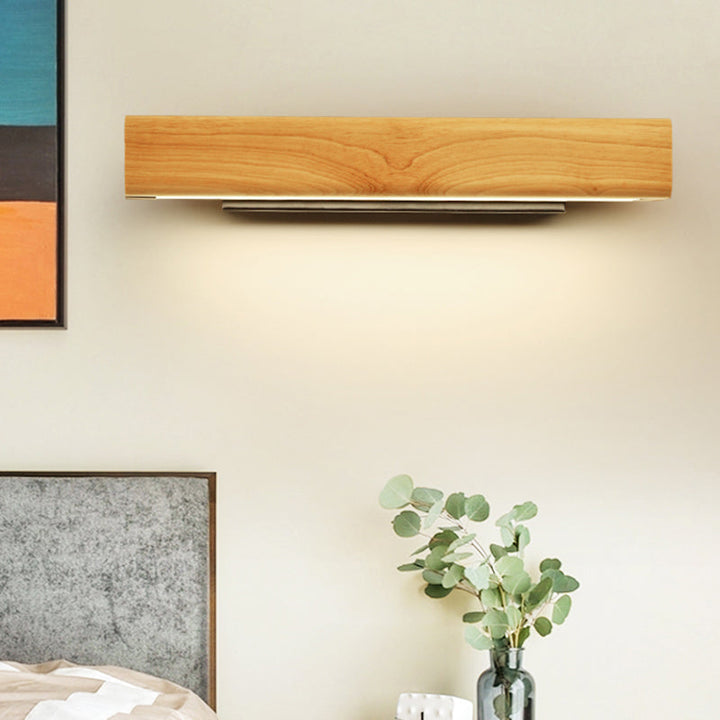 Lisslune | Rectangular Bathroom LED Wall Light Wood Modern Vanity Fixture for Bathroom