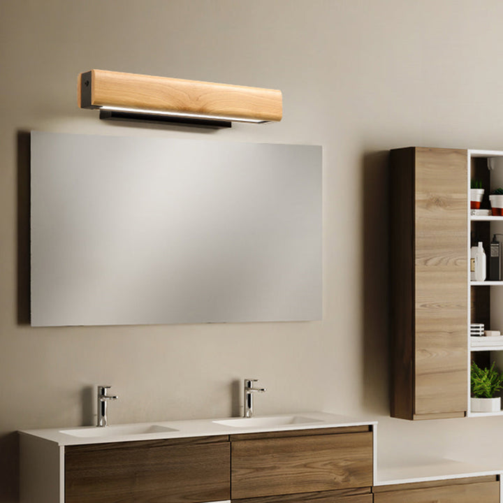 Lisslune | Rectangular Bathroom LED Wall Light Wood Modern Vanity Fixture for Bathroom