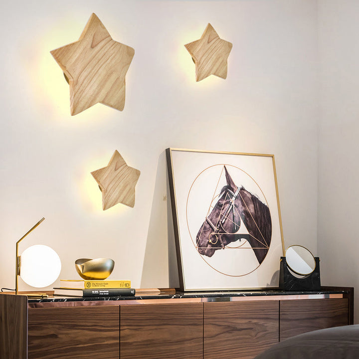 Lisslune | Star-shaped LED wall lighting ideas Contemporary wood living room wall light fixture