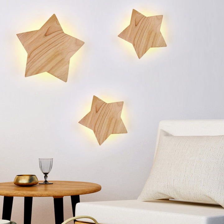 Lisslune | Star-shaped LED wall lighting ideas Contemporary wood living room wall light fixture