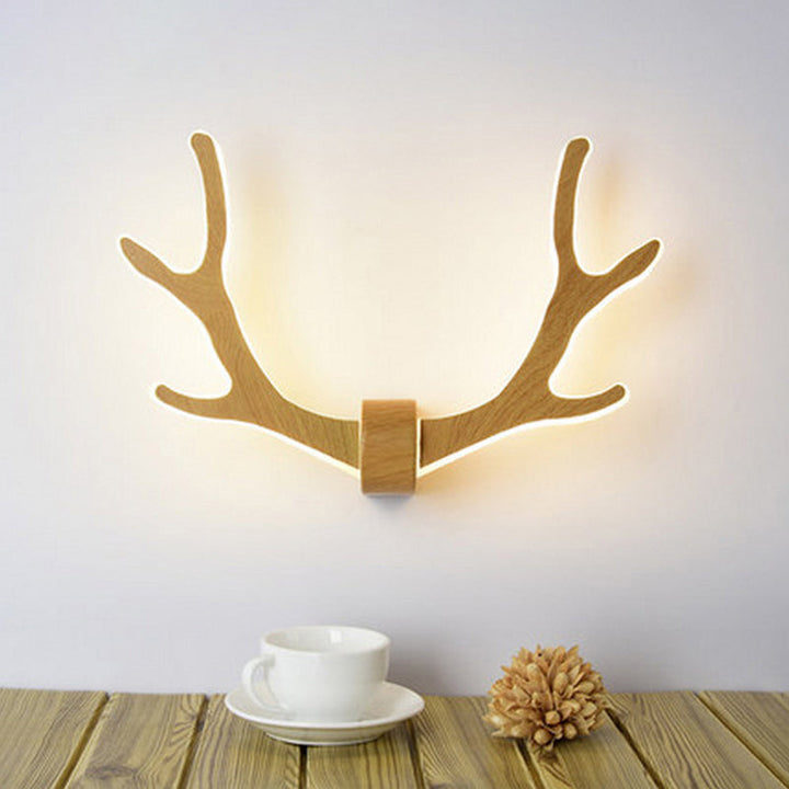 Lisslune | Wood Antler Wall Lamp Nordic Style LED Wall Lights for Hallway