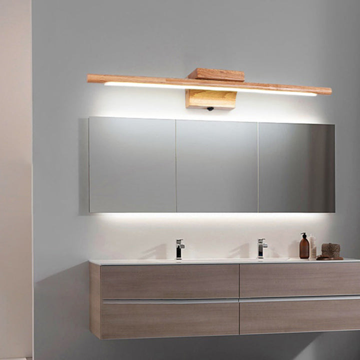 Lisslune | Rod-shaped Bathroom LED Wall Lamp Wood Nordic Wall Lighting Fixture in Beige