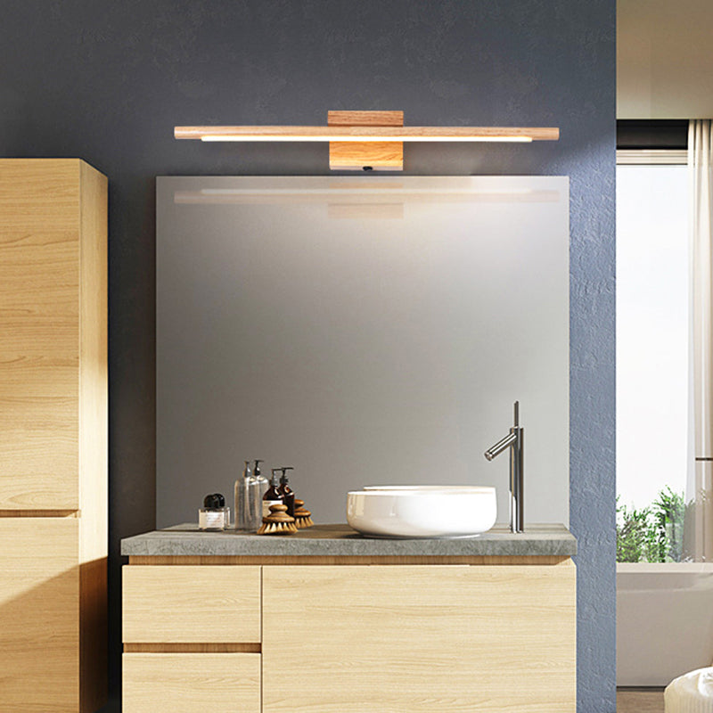 Lisslune | Rod-shaped Bathroom LED Wall Lamp Wood Nordic Wall Lighting Fixture in Beige