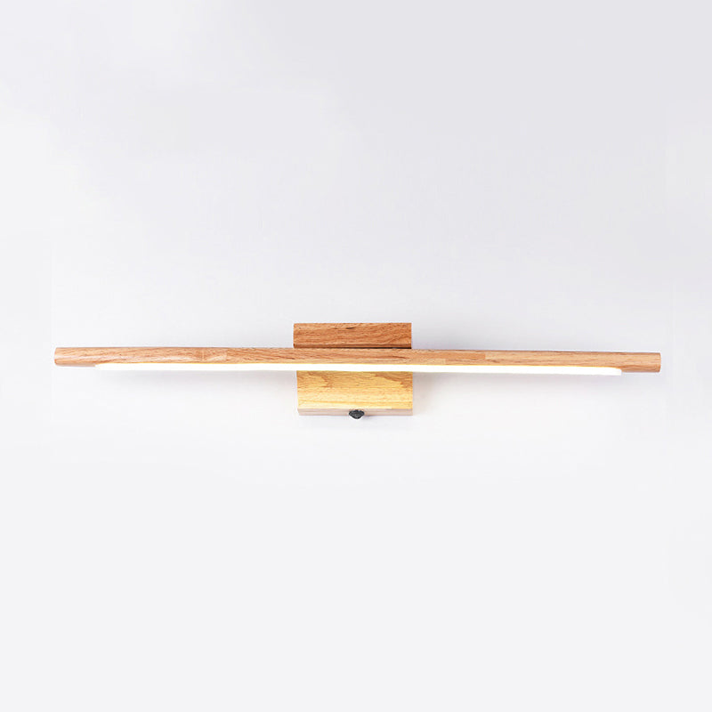 Lisslune | Rod-shaped Bathroom LED Wall Lamp Wood Nordic Wall Lighting Fixture in Beige