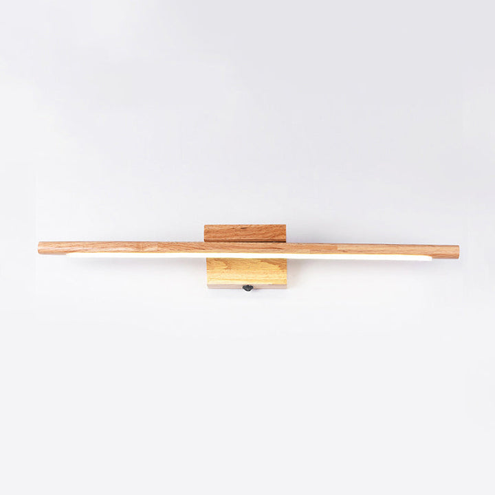 Lisslune | Rod-shaped Bathroom LED Wall Lamp Wood Nordic Wall Lighting Fixture in Beige