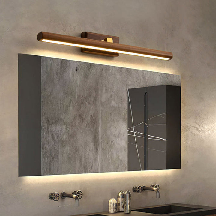 Skørter | Nordic Style Linear Wall Sconce Light Acrylic Bathroom LED Vanity Lighting in Dark Wood