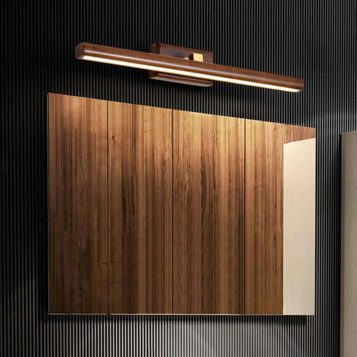 Skørter | Nordic Style Linear Wall Sconce Light Acrylic Bathroom LED Vanity Lighting in Dark Wood