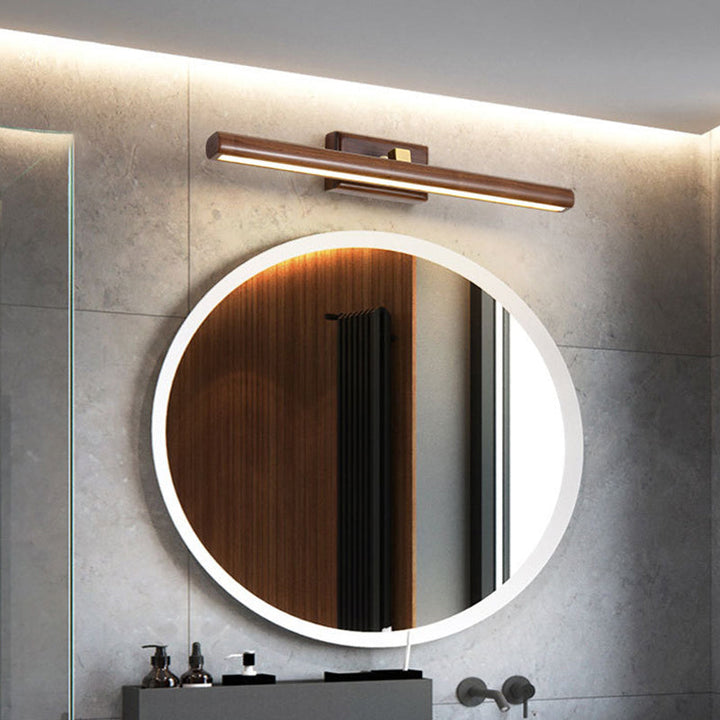 Skørter | Nordic Style Linear Wall Sconce Light Acrylic Bathroom LED Vanity Lighting in Dark Wood