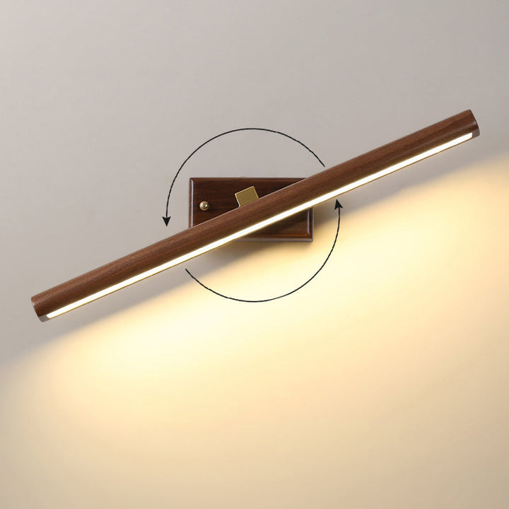 Skørter | Nordic Style Linear Wall Sconce Light Acrylic Bathroom LED Vanity Lighting in Dark Wood