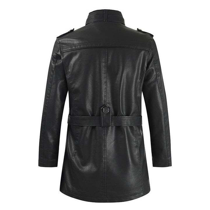 Men's fashionable and durable leather jacket with high collar Lisslune