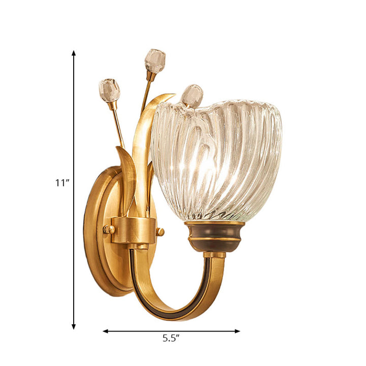Lisslune | Modernist 1/2-Light Wall Lighting with Clear Crystal Shade Brass Finish Wall Lamp for Living Room