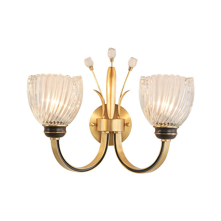 Lisslune | Modernist 1/2-Light Wall Lighting with Clear Crystal Shade Brass Finish Wall Lamp for Living Room