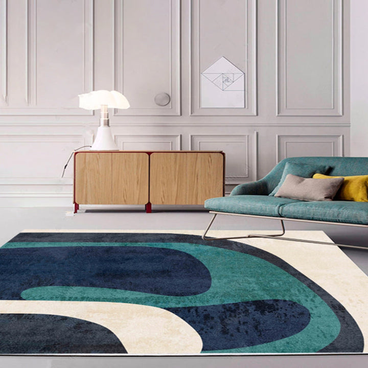 Lisslune | Multi-Color Living Room Carpet Casual Geometric Print Indoor Carpet Polypropylene Pet-Friendly Washable Carpet
