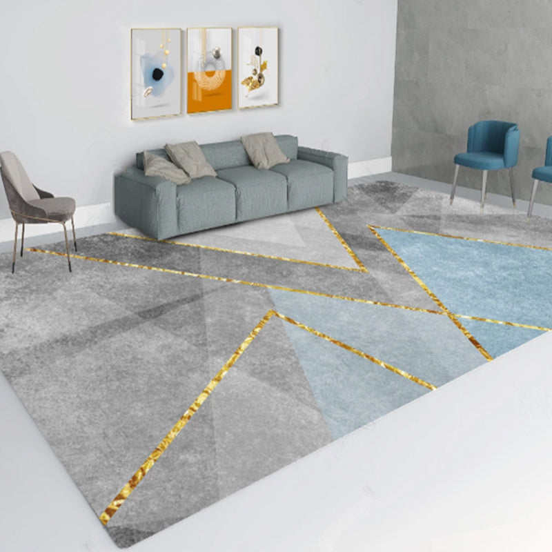 Lisslune | Multi-Color Living Room Carpet Casual Geometric Print Indoor Carpet Polypropylene Pet-Friendly Washable Carpet